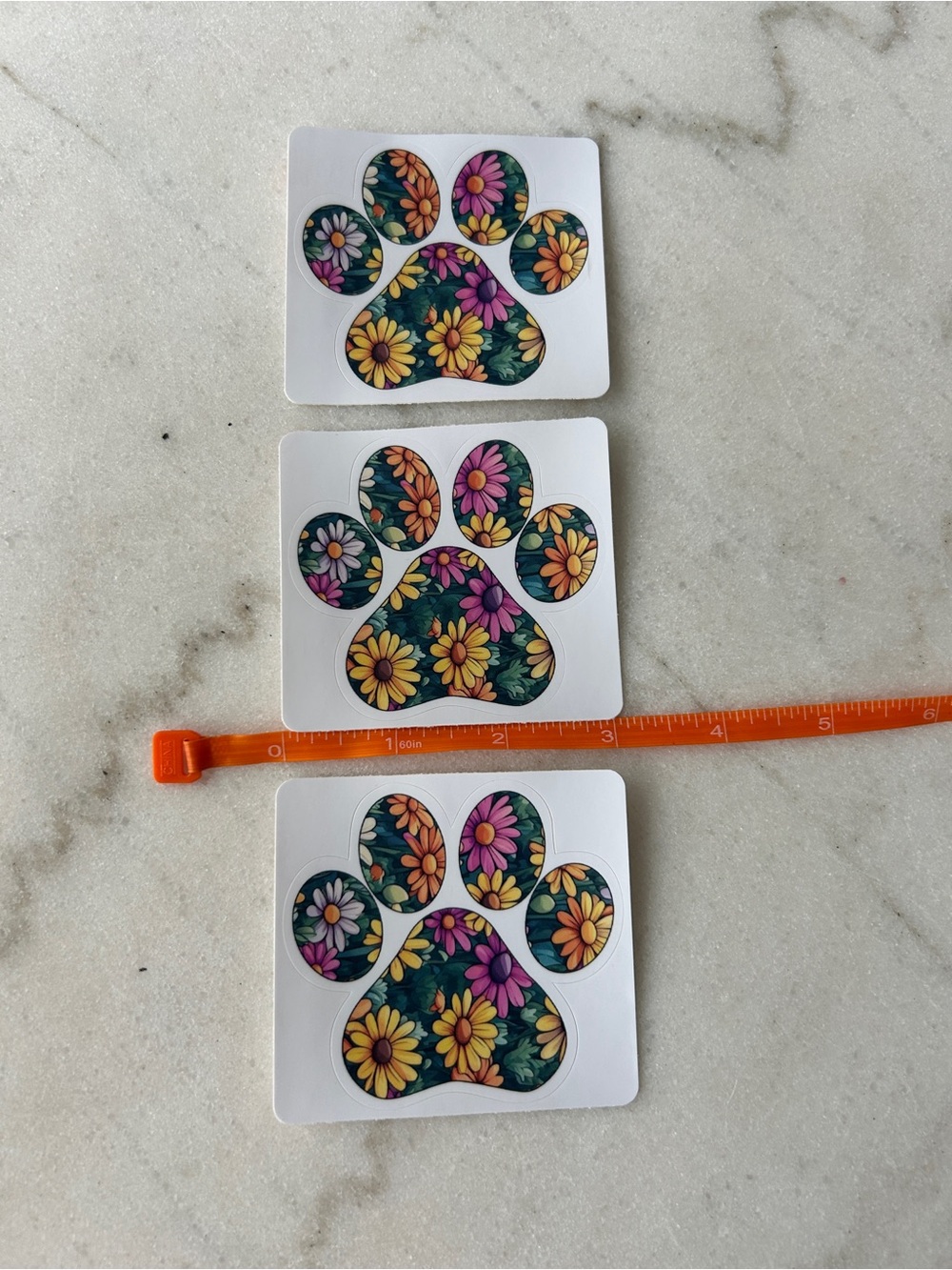 Floral Paw Print Sticker - Colorful Daisy Design